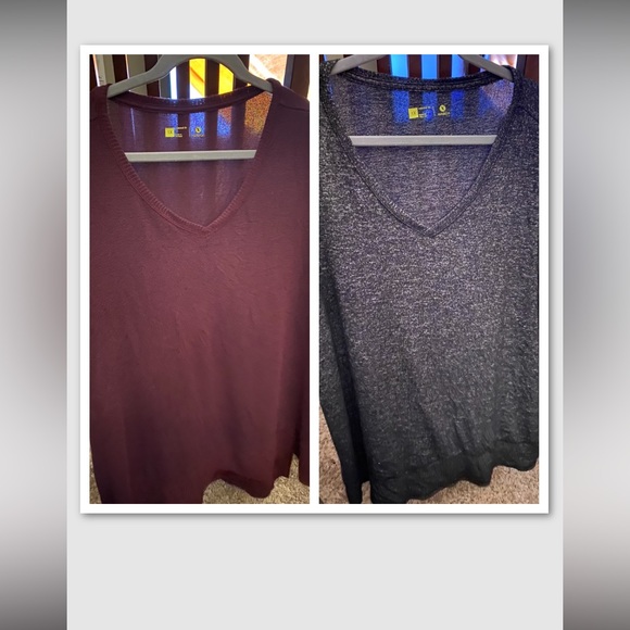 Bundle! 2 size 1x Xersion Tops Gray and Burgundy - Picture 1 of 11